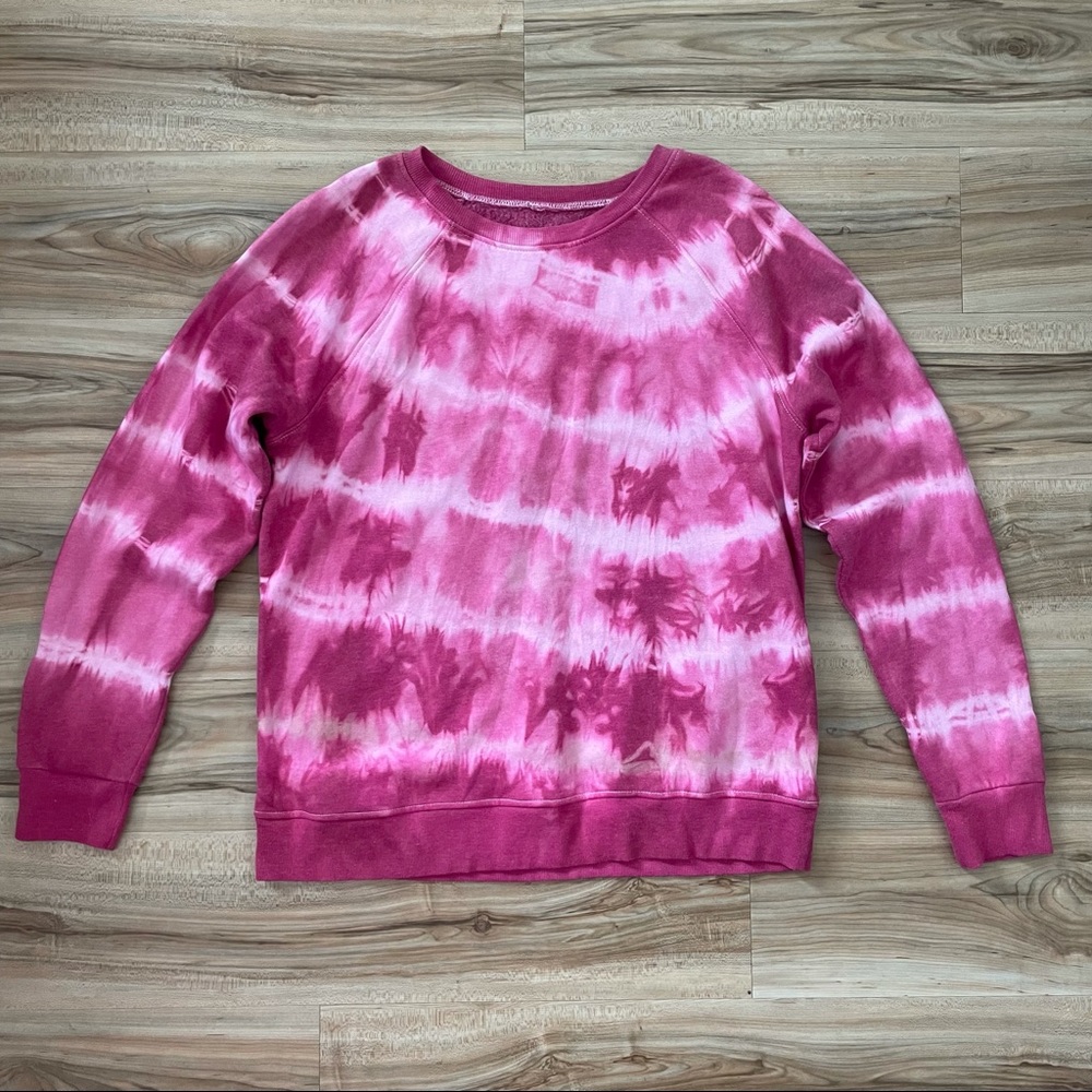 Pink Tie-Dye Crew Neck Sweatshirt